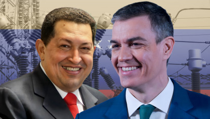 Hugo Chávez y Pedro Sánchez en un montaje