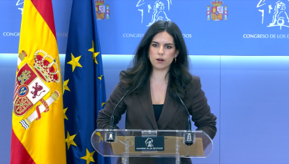 La portavoz de Vox en el Congreso, Pepa Millán, tras el Consejo de Ministros