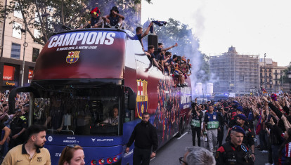La afición del Barça celebra el nuevo triunfo del equipo