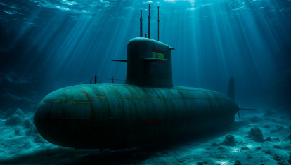 Recreación de un submarino de la clase S-80 que yace hundido en el lecho marino