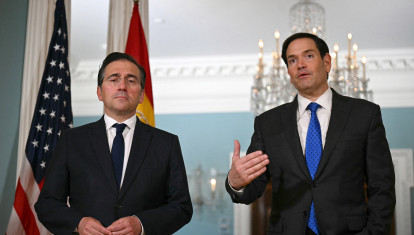 El ministro de Exteriores José Manuel Albares junto al Secretario de Estado de EE.UU. Marco Rubio en Washington D.C