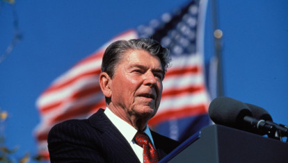 El presidente Ronald Reagan durante un acto oficial