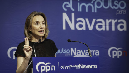 La secretaria general del PP, Cuca Gamarra, este sábado en Pamplona
