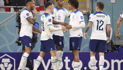 Wilson, Foden, Rashford, Arnold y Trippier celebran un gol de Inglaterra