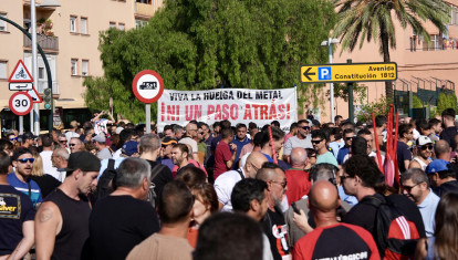 Trabajadores del metal de Cádiz en la manifestación de este miércoles
