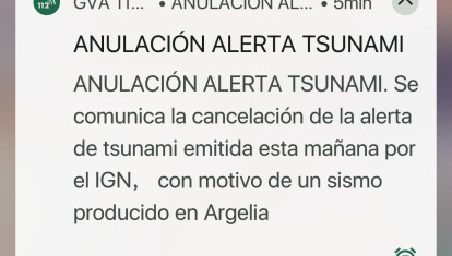 Imagen de la alerta emitida por la app del 112 de la Generalitat Valenciana.