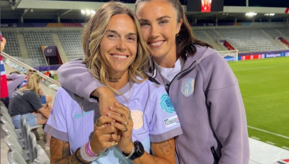Mapi León estuvo animando a su pareja Ingrid Engen en la Eurocopa de Suiza