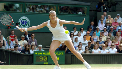 Mary Pierce, durante el torneo de Wimbledon de 2005