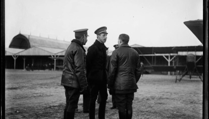 El aeródromo de Cuatro Vientos en 1908, durante una visita del rey Alfonso XIII