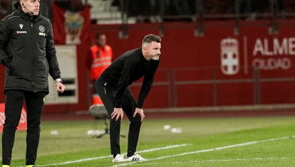 Iván Ania, resignado en un partido de liga