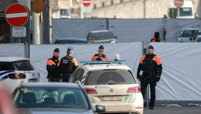 Dispositivo policial en torno a la sinagoga de Lieja el pasado lunes