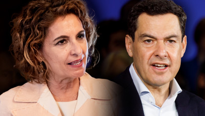 Fotomontaje de Maria Jesús Montero y Juanma Moreno