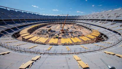 Imagen del interior de las obras en el Nuevo Mestalla.