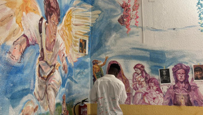 Mural del Buen Pastor en la iglesia de Sant Jaume