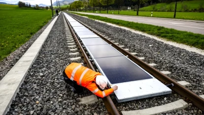 Placas solares en las vías del tren en Suiza