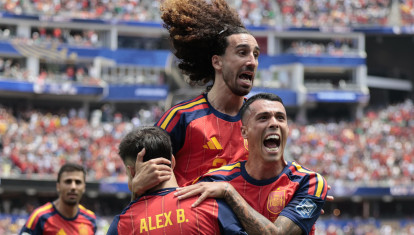 La selección española celebra uno de sus goles ante Austria