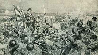 Asalto japonés contra las fuerzas rusas atrincheradas, 1904