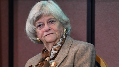 (FILES) Brexit Party MEP Ann Widdecombe sits on stage during an event to launch the Brexit Party general election campaign in London on November 1, 2019. UK police on Friday, July 10, launched a murder probe after a former British politician and ex-prisons minister was found dead in her home with serious injuries. (Photo by Ben STANSALL / AFP)
