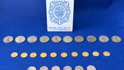 Monedas históricas de oro y plata incautadas en Valladolid y Palencia