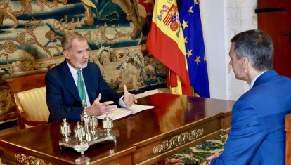 Don Felipe con Pedro Sánchez en el despacho del Palacio de La Almudaina