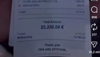 La imagen de un ticket atribuido a Hï Ibiza por un importe de 25.250 euros se ha viralizado en redes sociales.
