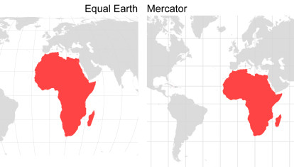Mapa del mundo con la proyección Equal Earth y Mercator