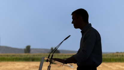El presidente del Gobierno, Pedro Sánchez, durante la presentación del Plan Estatal de Fertilizantes, San Martín de la Vega, Madrid (España).
