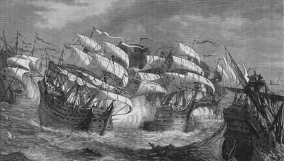 Drake atacando el barco del tesoro español