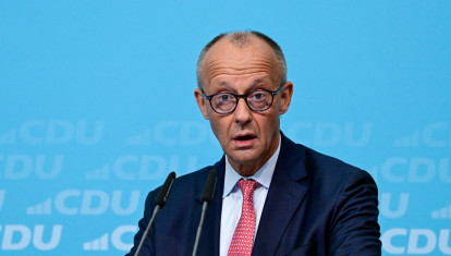 German Chancellor Friedrich Merz delivers his speech during a campaign event for conservative Christian Democratic Union (CDU) party's lead candidate for the Berlin state election at the CDU headquarters in Berlin, on September 17, 2026. Berlin's State elections take place on September 20, 2026. (Photo by John MACDOUGALL / AFP)