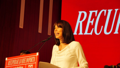 La secretaria general del PSPV, Diana Morant, en la clausura de la Conferencia Política del PSPV, este domingo en Alicante