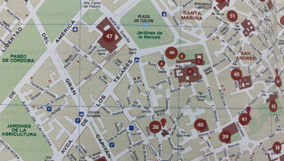 Pormenor de los planos de Córdoba que reparte el Imtur