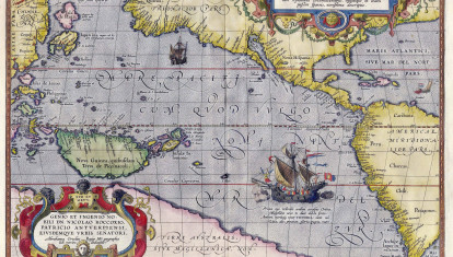 Maris Pacifici de Ortelius (1589). Uno de los primeros mapas impresos que muestran el océano Pacífico