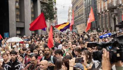 Imagen de la manifestación de este viernes frente al Congreso en Madrid