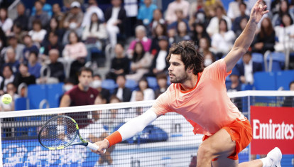 Carlos Alcaraz, durante su partido ante Munar en las semifinales del ATP 500 de Tokio
