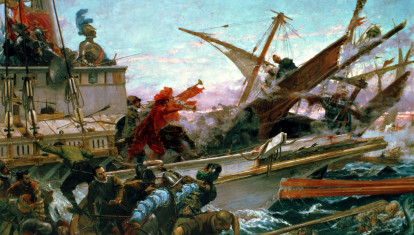 La batalla naval de Lepanto, librada por Don Juan de Austria. Obra de Juan de Luna