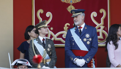 Spanish King Felipe VI and Princess Leonor de Borbon attending a military parade during the known as Dia de la Hispanidad, Spain's National Day, in Madrid, on Monday 12, October 2026.