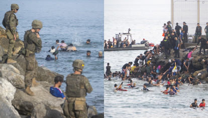 Ejército español en las playas de Ceuta