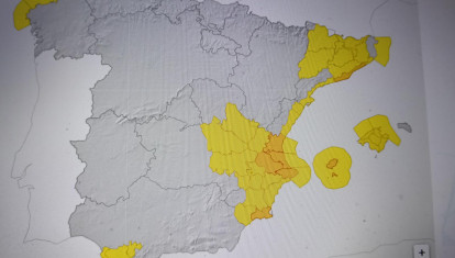 Imagen del mapa de avisos de la Aemet para este domingo