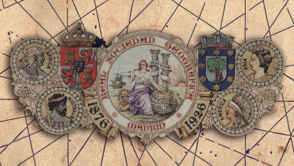 Emblema histórico conmemorativo del cincuentenario (1876-1926) de la Real Sociedad Geográfica