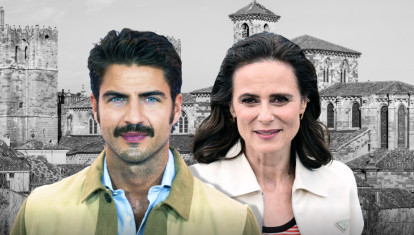 Aitana Sánchez-Gijón y Maxi Iglesias, con la ciudad de Sigüenza de fondo