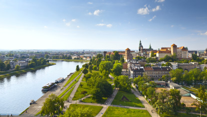 Vista panorámica de Cracovia (Polonia), la primera ciudad de Europa declarada Patrimonio de la Humanidad