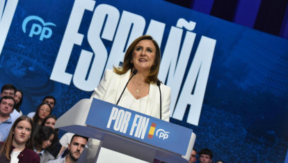Imagen de María José Catalá tomada este viernes durante el mitin de Alberto Núñez Feijóo en Valencia