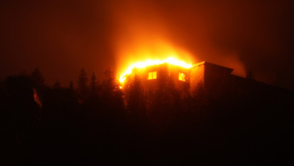 The mountain guesthouse Kehlsteinhaus, known as the Eagle's Nest, formerly Adolf Hitler's mountain retreat, on October 23, 2026, is pictured after a large fire had broken out at the site located at an altitude of 1,834 metres (6,000 feet) in the mountains over Berchtesgaden, in the southern German state of Bavaria. Emergency services arrived on site on late October 23, 2026 and found a large fire. German police said on October 24, 2026 they have detained a suspect following a fire at Adolf Hitler's mountain retreat, known as the Eagle's Nest. (Photo by Kilian PFEIFFER / DPA / AFP) / Germany OUT
