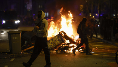 Barricadas en el centro de Barcelona este sábado