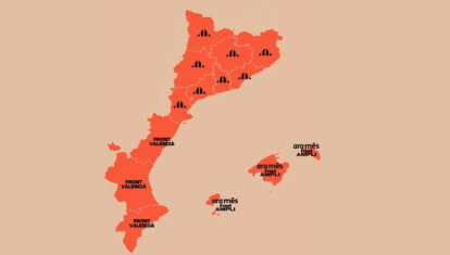 Imagen del mapa publicado por ERC en el que incluye la Comunidad Valenciana en los 'países catalanes'.
