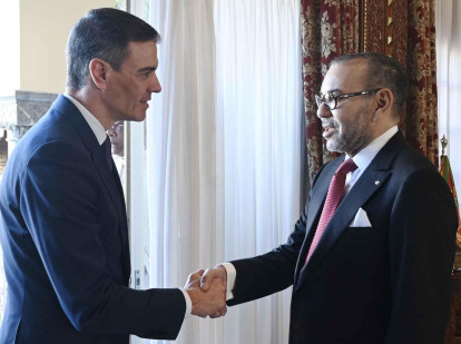 Pedro Sánchez durante su reciente visita a Mohamed VI