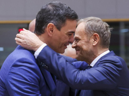 Pedro Sánchez y el primer ministro polaco Donald Tusk (Archivo)