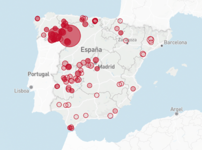 Mapa interactivo de los incendios activos en España