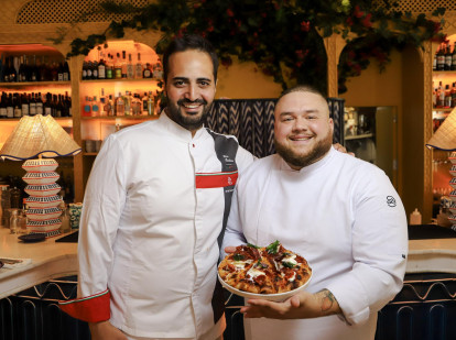 El empresario napolitano Ciro Cristiano junto al chef ejecutivo Simone Attolini, de la pizzería Baldoria, en Madrid