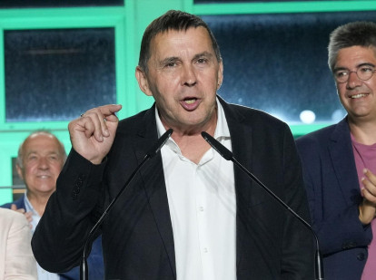 El coordinador general de EH Bildu, Arnaldo Otegi, en la noche electoral de julio de 2023
